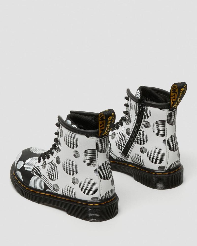 Dr Martens Toddler 1460 Polka Dot Leren Veterlaarzen Kinderen Zwart | NL 121CTV